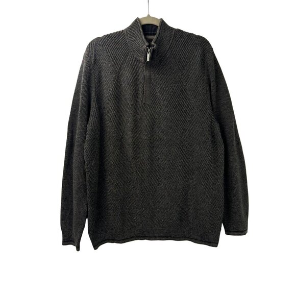 Tommy Bahama Men's XL Sweater Brown 1/4 Zip Mock Neck Pullover - Picture 7 of 16